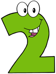 Number Two Funny Cartoon Mascot Character