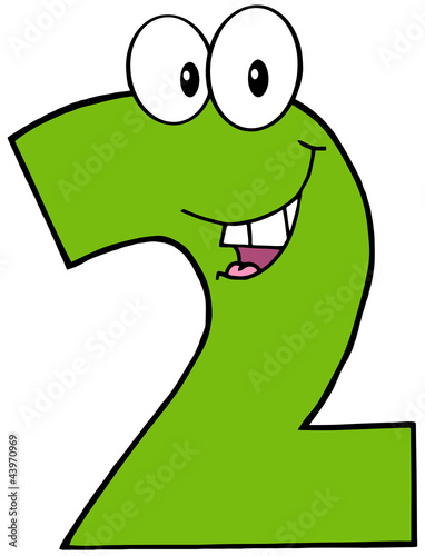 "Number Two Funny Cartoon Mascot Character" Stock image and royalty