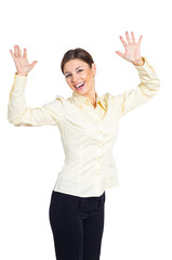 Business woman enjoys the achievements