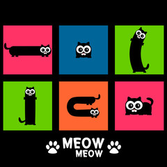Colorful vector set of funny cats