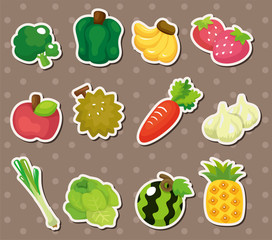 cartoon Fruits and Vegetables icon set