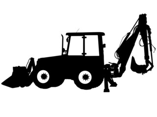 Silhouette of the parked tractor