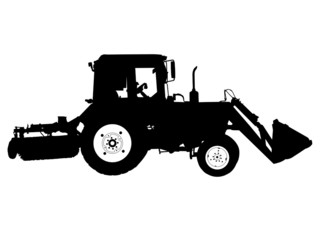 Silhouette of a tractor of road service