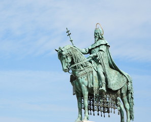 Fototapeta premium Saint Stephen I , king of Hungary statue in Budapest
