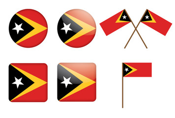 set of badges with flag of East Timor vector illustration