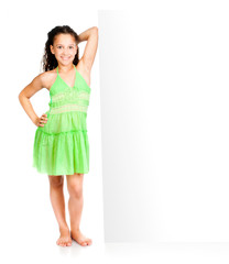 little girl against a white blank