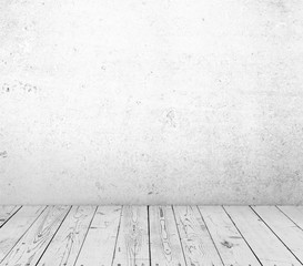 wooden floor and concrete wall