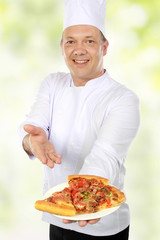 chef with pizza