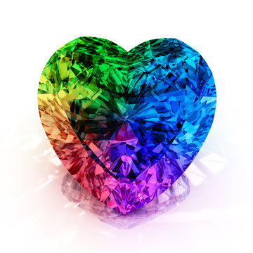 rainbow heart shape diamond
