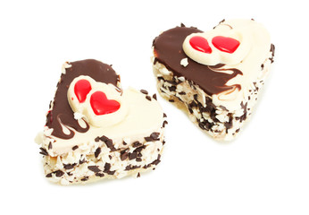 sweet cakes with chocolate  isolated on white