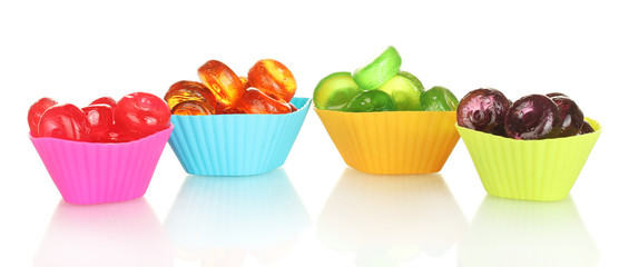 Tasty colorful candies isolated on white background