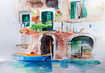 Fototapeta na wymiar Venedig - Aquarell I