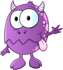 Vecteur de monstre extraterrestre violet mignon