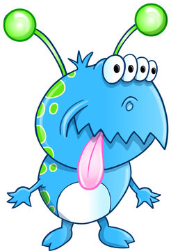 Cute Blue Alien Monster Vector