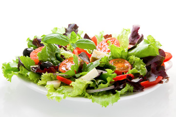 Vegetable salad with  cheese and black olives
