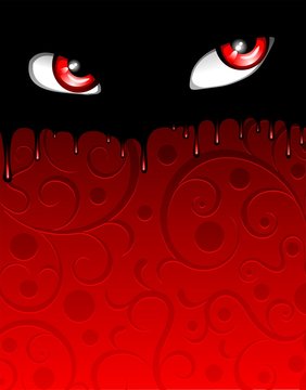 Red Bloody Eyes Halloween Poster-Vector