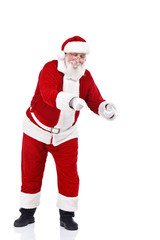 Santa pointing in copy space