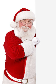 father Christmas holding blank sing