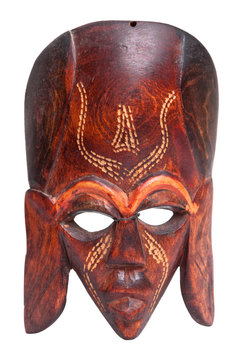 Small african hand carved wooden warrior Maasai mask