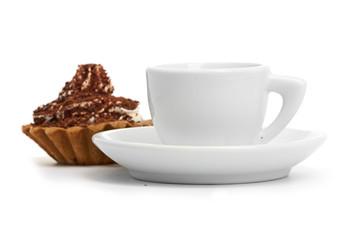 chocolate cake with a cup of coffee