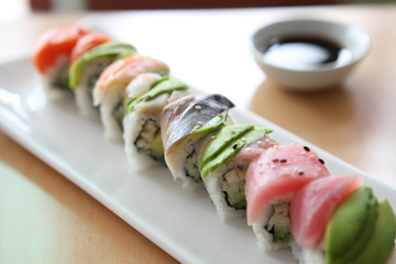 japanese mix rolls with row fish