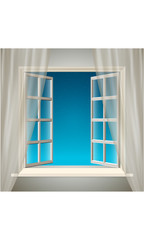 Vector Opening Window with Sky and Stars