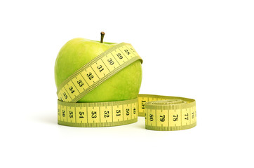dieting. apple and tape