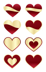 Set of Red Hearts with Gold Labels