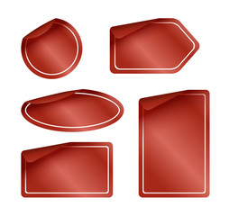 Set of Red Labels with Rounded Corners