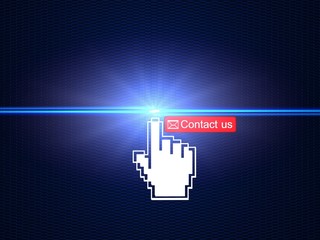 Hand cursor clicking on Contact us button