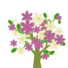 Fantasy flowering tree with purple and cream flowers