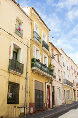 Fototapeta na wymiar Colorful street in the city of Sete, south France