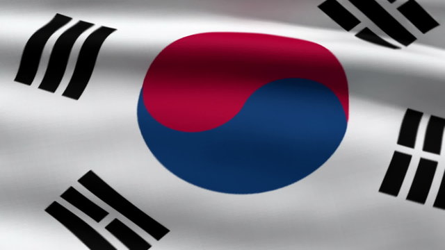 South Korean flag, 3d animation. perfect seamless loop