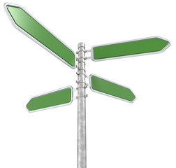 Street Sign X 4. Green and blank for Copy Space. Isolated.