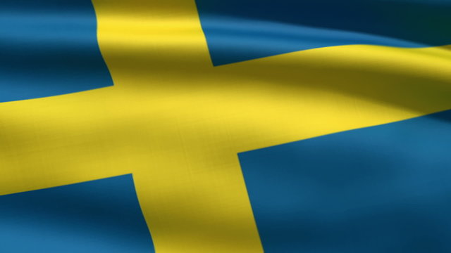 Swedish flag, 3d animation. perfect seamless loop