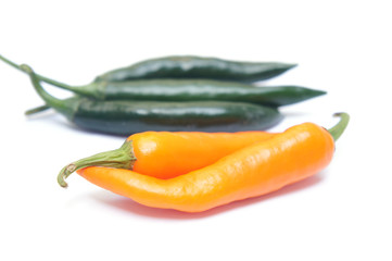 hot chili peppers on white background
