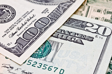 closeup shot of US dollar banknote