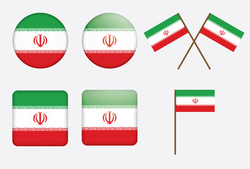 set of badges with flag of Iran vector illustration