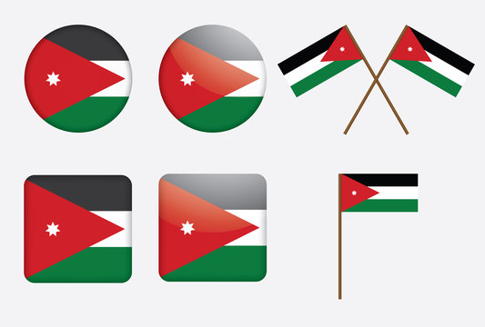 set of badges with flag of Jordan vector illustration