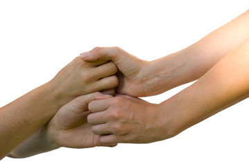 vier Hände symbolisieren gegenseitige Unterstützung