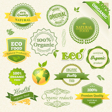 Vector Organic Food, Eco, Bio Labels and Elements