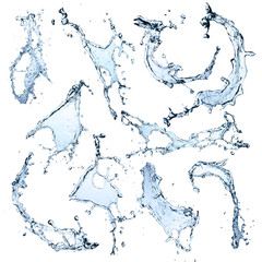 High resolution Water splashes collection over white