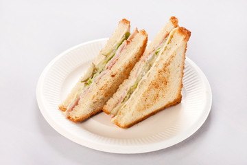 sandwich with ham and vegetables
