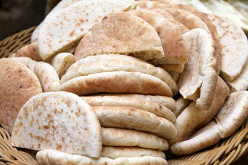 Basket of pita bread from Israel