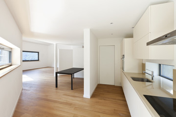 Fototapeta na wymiar interior house, empty room with modern kitchen