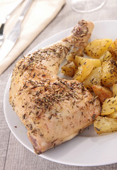 grilled chicken leg and potato