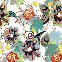 Wall murals Abstract flowers seamless floral pattern