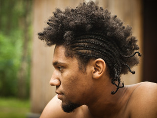 Profile of man with mohawk hairstyle