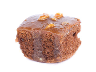 chocolate fudge brownie on the white background
