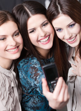 Photo session of three young women with dark hair